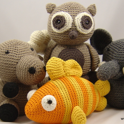 Amigurumi - sowa ,słoń, łoś, ryba